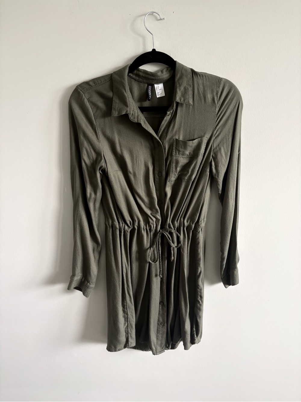 H&M DIVIDED Olive Utility Shirt Dress